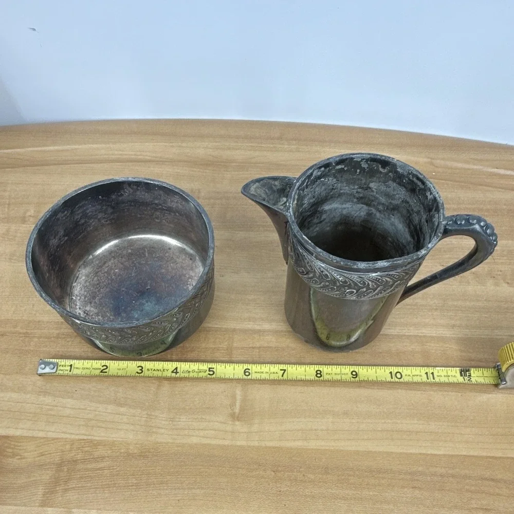 Meriden B. Co Victorian Creamer and Open Sugar Set Pattern 210 1870-1890's